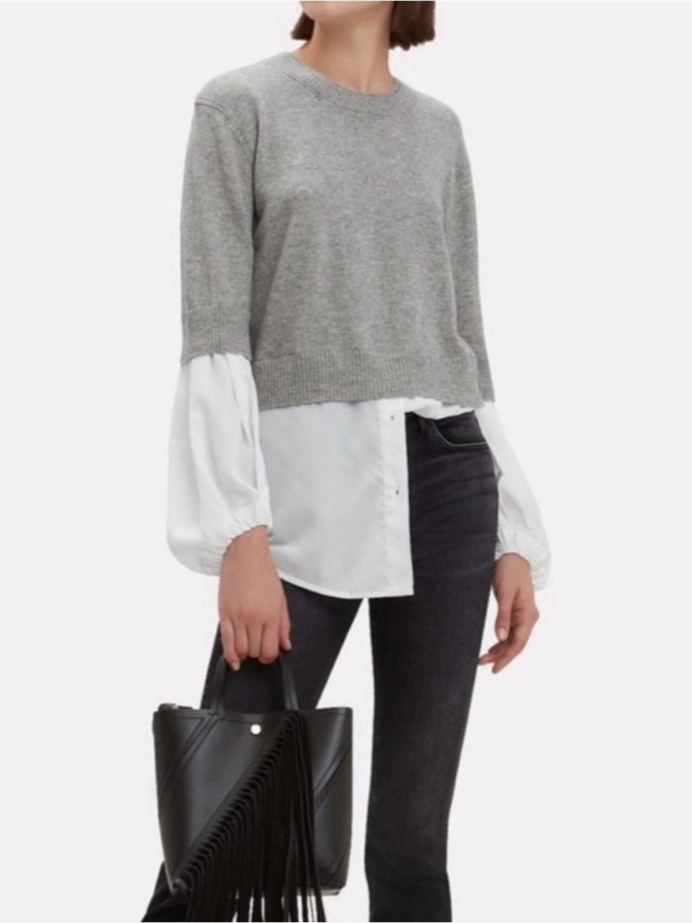 Brochu Walker Ebele Looker Layered Crewneck Sweater Wool/Cashmere Size Medium